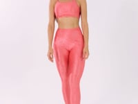 Legging Fitness Feminina Coral Logomania Com Recortes E Bolsos Flow Dlk