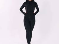 Casaco Feminino Preto Logomania Com Recortes E Zíper Flow Dlk