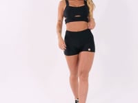 Short Fitness Feminino Preto Com Recorte Em V Flow Dlk