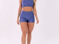 Short Fitness Feminino Azul Com Recorte Em V Flow Dlk