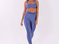 Legging Fitness Feminina Azul Logomania Cut-out Com Recortes Flow Dlk