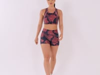 Short Fitness Feminino Estampado Floral Monocromático Printed Dlk