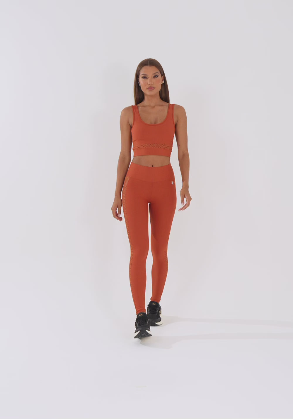 Legging Fitness Feminina Terracota com Tela Lateral Lush Dlk