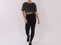 Cropped De Tule Feminino Com Manga Preto E Branco Logomania Flow Dlk