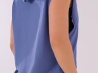 Colete Feminino Azul Moletinho Oversized Com Bolso Frontal E Capuz Flow Dlk
