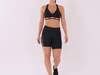 Top Fitness Feminino Preto Nadador Com Elástico Colorido Action
