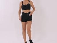 Short Shine Preto Texturizado Com Cós Transpassado Dlk