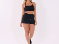 Short Duplo Feminino Preto Soltinho Com Bolso E Cadarço Flow Dlk