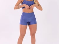 Top Fitness Feminino Azul Com Bojo Cut-out E Alças Largas Flow Dlk