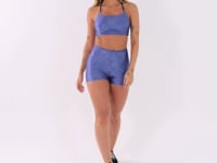 Top Fitness Feminino Azul Logomania Com Alças Cruzadas Flow Dlk