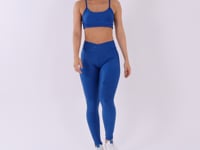 Calça Legging Shine Azul Texturizada Com Cós Transpassado Dlk