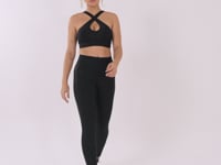 Calça Legging Shine Preto Com Lateral Texturizada Dlk