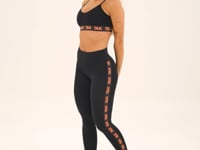 Calça Legging Energy Poliamida Preta Com Elástico Detalhe Laranja Dlk