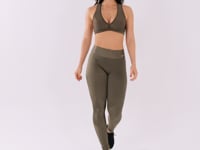Calça Legging Happiness Com Recortes Texturizada Verde Oliva Dlk