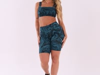 Bermuda Fitness Feminina Petróleo Estampada Abstract Duo Euphoria Dlk