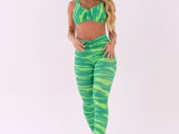 Legging Fitness Feminina Verde Com Franzido Estampada Disruption Euphoria Dlk