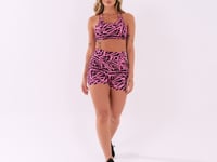 Short Fitness Feminino Rosa Com Detalhe Vazado Estampado Sticks Euphoria Dlk