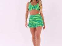 Short Saia Fitness Feminino Verde Estampado Disruption Euphoria Dlk