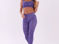 Top Fitness Feminino Lilás Decote Reto Estampado Camouflage Euphoria Dlk