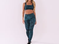 Top Fitness Feminino Petróleo Decote Reto Estampado Abstract Duo Euphoria Dlk
