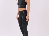 Cropped Shine Preto Textura Quadriculada Com Gola Alta Dlk