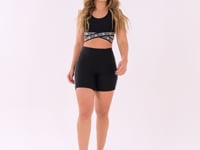 Bermuda Fitness Feminina Preto Com Elástico Lateral Canelado Intense Dlk