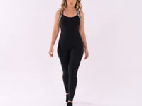 Macacão Fitness Feminino Preto Com Alça De Elástico Canelado Intense Dlk