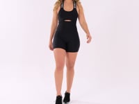 Macacão Curto Fitness Feminino Preto Com Elástico Cruzado Intense Dlk