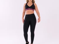 Top Fitness Feminino Nadador Preto Com Elástico Rosa Canelado Intense Dlk