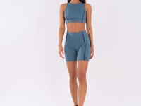Bermuda Fitness Feminina Azul Com Pesponto Oasis Dlk