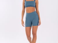 Bermuda Fitness Feminina Azul Com Elástico Lateral Oasis Dlk