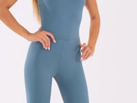 Macacão Fitness Feminino Azul Com Elástico Cruzado Oasis Dlk