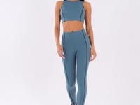Top Fitness Feminino Azul Com Pesponto Oasis Dlk