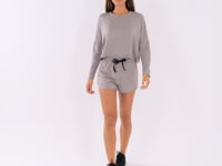 Cropped Feminino Moletinho Cinza Manga Longa Oasis Dlk