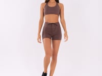 Short Fitness Feminino Marrom Com Cadarço Oasis Dlk