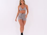 Short Fitness Feminino Cinza Com Cadarço Oasis Dlk