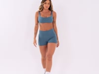 Short Fitness Feminino Azul Com Recortes Oasis Dlk