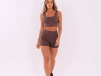 Short Fitness Feminino Marrom Com Cós Largo Oasis Dlk