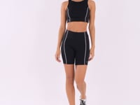 Bermuda Fitness Feminina Preto Com Pesponto Oasis Dlk