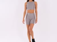 Bermuda Fitness Feminina Cinza Com Pesponto Oasis Dlk