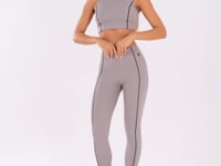 Legging Fitness Feminina Cinza Com Pesponto Oasis Dlk