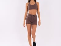 Top Fitness Feminino Nadador Marrom Com Recortes Oasis Dlk