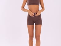 Short Fitness Feminino Marrom Com Recortes Oasis Dlk