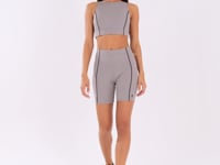 Top Fitness Feminino Cinza Com Pesponto Oasis Dlk
