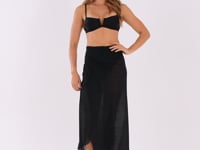 Saia Pareô Longa Crepe Preto Al Mare Dlk