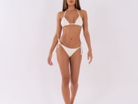 Calcinha Biquini De Tela E Amarração Off White Al Mare Dlk