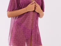 Kimono Tule Feminino Estampado Cestaria Rosa Al Mare Dlk