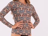 Blusa Uv Manga Longa Estampada Orla Geométrica Al Mare Dlk