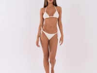 Top Biquíni Cortininha De Tela Com Bojo Removível Off White Al Mare Dlk