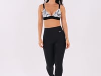 Top Fitness Jacquard Branco Light Linhas Pretas Com Elástico Dlk